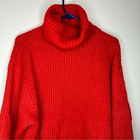 H & M Cowl Neck Red Orange Sweater Size XSmall - Picture 5 of 10